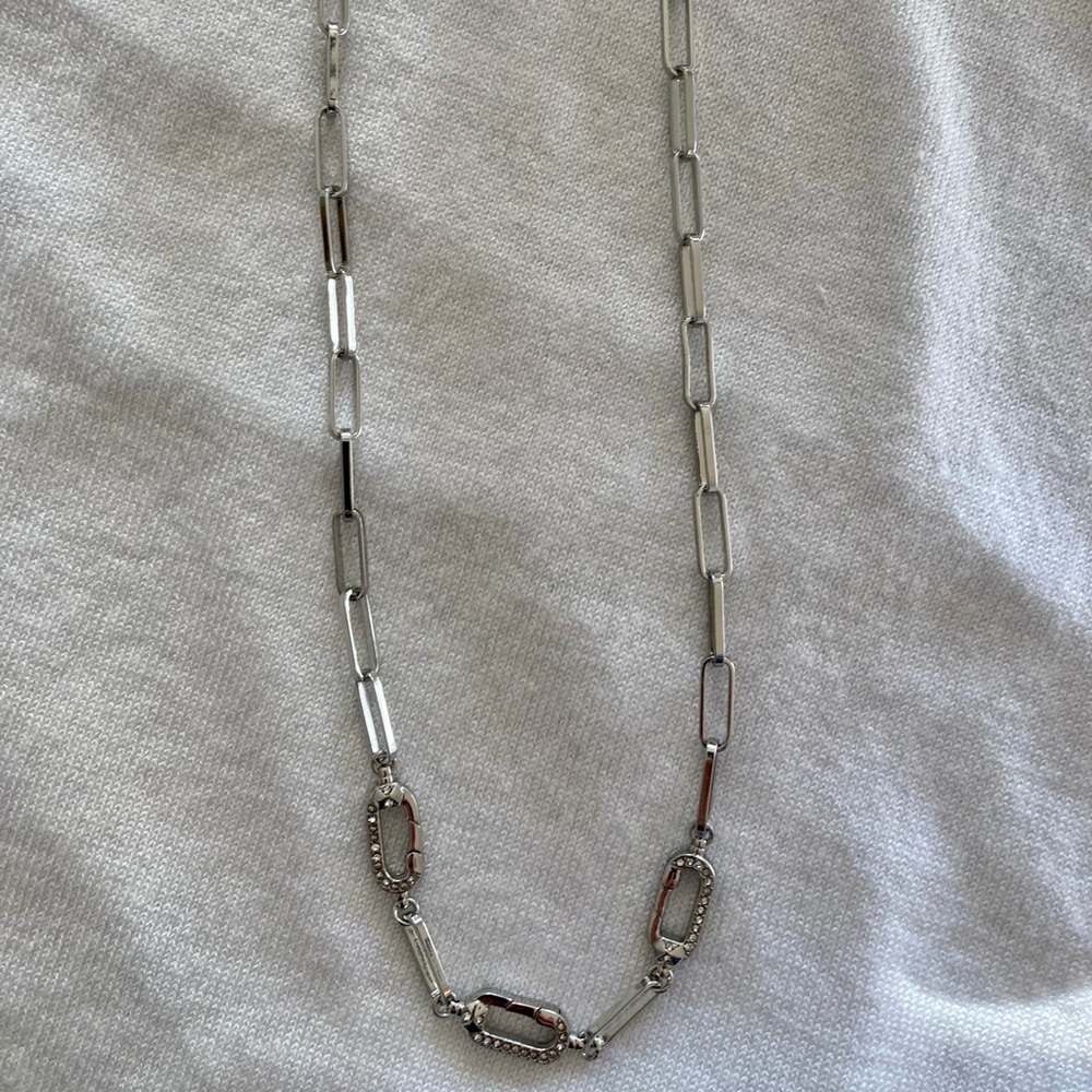 Stella & Dot Stella Strands Silver Triple Charm Keeper Neckace